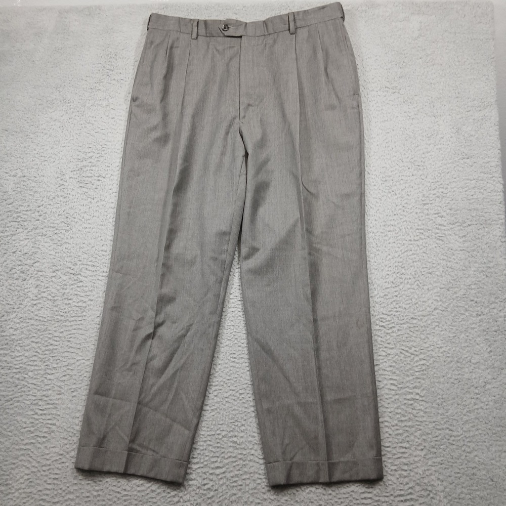 Austin Reed Men's Dress Pants Gray Wool Blend‎ Pleated Front Cuffed 36x30